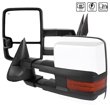 Spec-D Tuning 99-02 Chevrolet Silverado Towing Mirror Chrome Cvr Power Heated LED RMX-SIV99G2LEDHP-FS